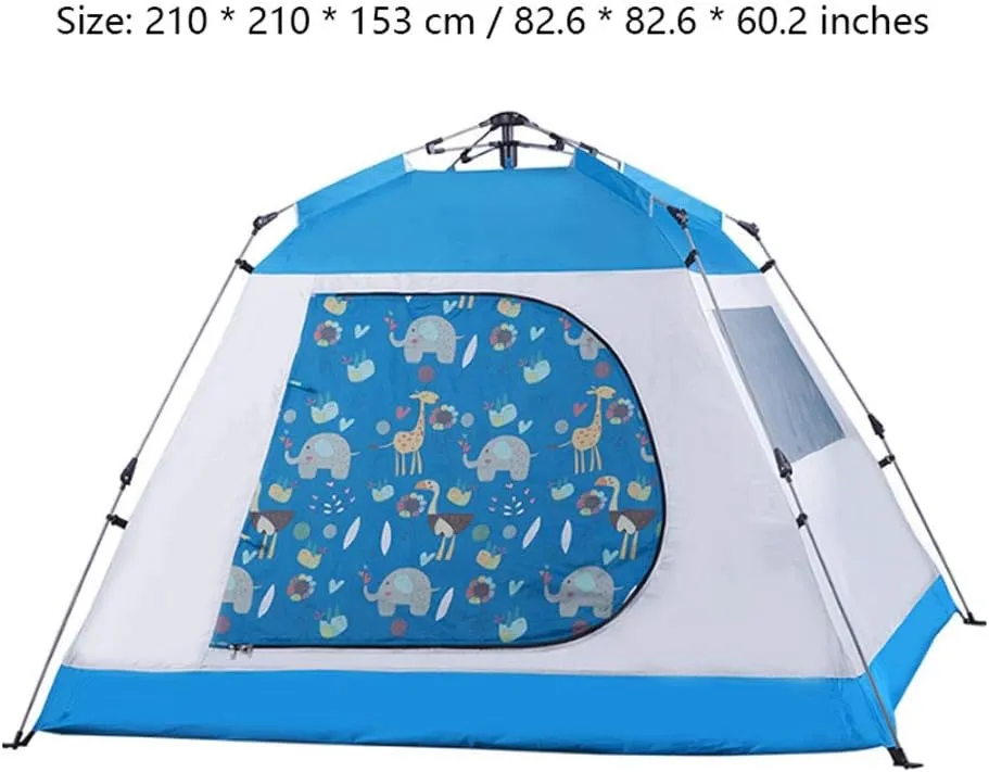 Tent 3-4 Person Waterproof Camping Tents for Outdoor Recreation Single Layer 4 Seasons Hiking Fishing Beach Tourist Tents Yurt (Color : Blue)