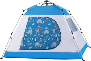 Tent 3-4 Person Waterproof Camping Tents for Outdoor Recreation Single Layer 4 Seasons Hiking Fishing Beach Tourist Tents Yurt (Color : Blue)