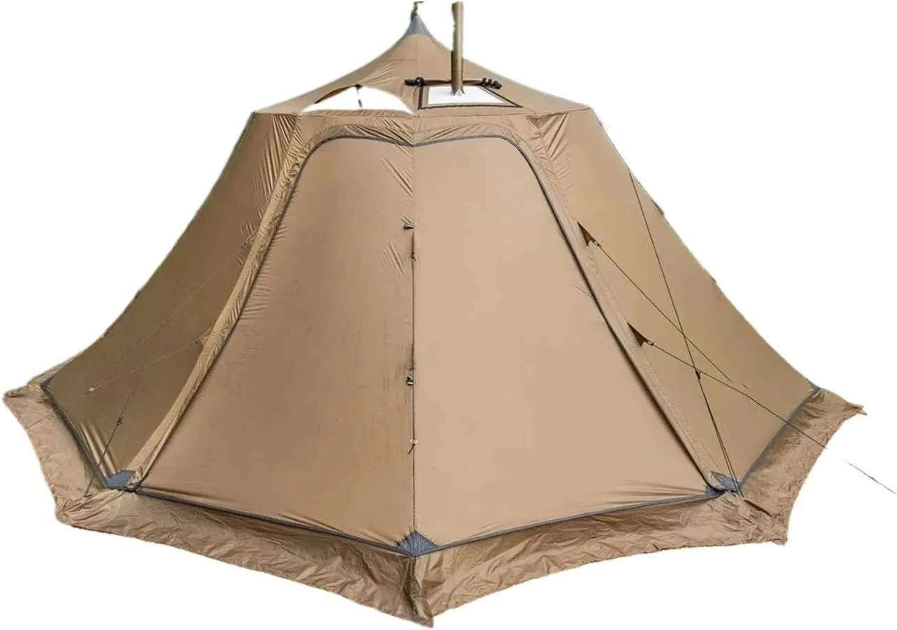 Tent Outdoor Camping Tent 6 Person Inner Tent and Ground Sheet Stove Tent Lightweight (Color : 70D)