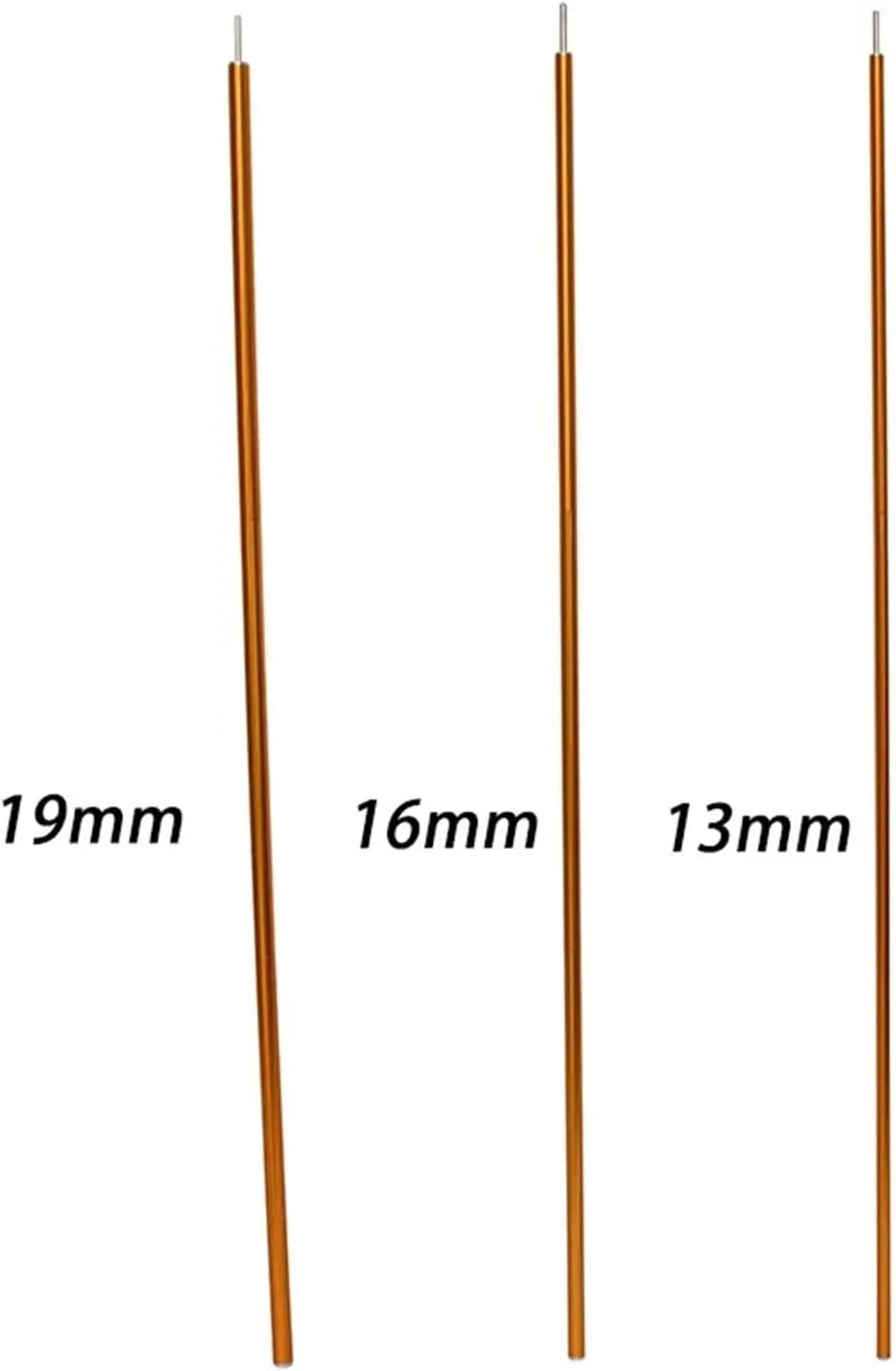 Tent Poles 120CM Long Diameter 13MM/16MM/19MM Black/RED Color Tent Rod Support Pole Shelter Tarp Canopy Aluminium Alloy(16MM Yellow Pin tip)