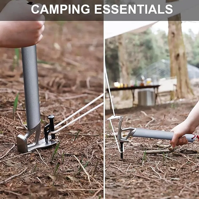 Tent Stake Hammer - Multifunctional Tent Stake Hammer for Rocky Terrains - Lightweight Camping Hammer with Bottle Opener -Ultimate Camp Hammer for All Campers (Tent Stake Hammer-Gray)