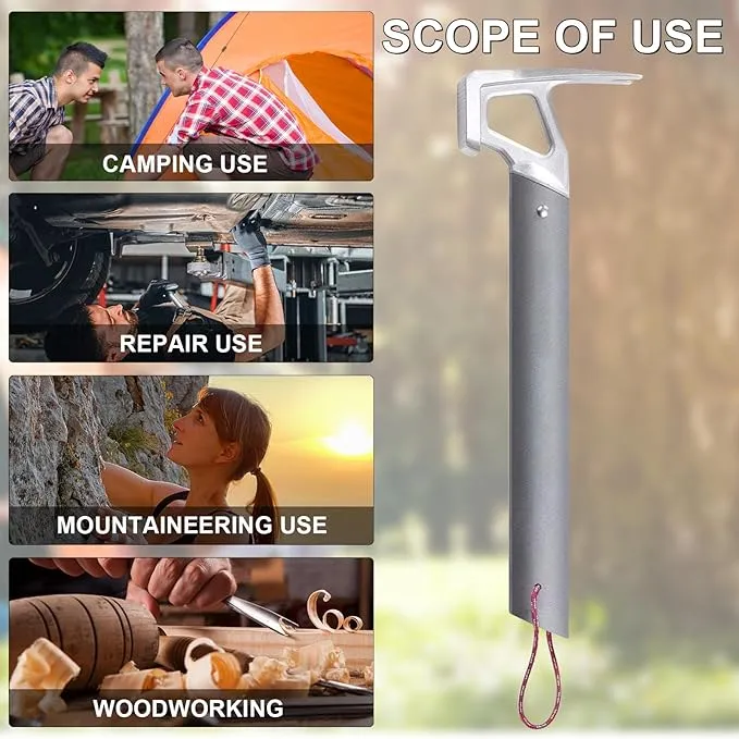 Tent Stake Hammer - Multifunctional Tent Stake Hammer for Rocky Terrains - Lightweight Camping Hammer with Bottle Opener -Ultimate Camp Hammer for All Campers (Tent Stake Hammer-Gray)