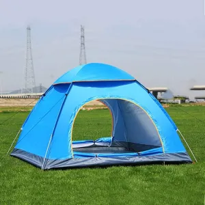 Tent Ultralight Portable Outdoor Camping Folding Automatic 3-4 Person Waterproof Family Tents (3 Eller 4 personer Bl?)