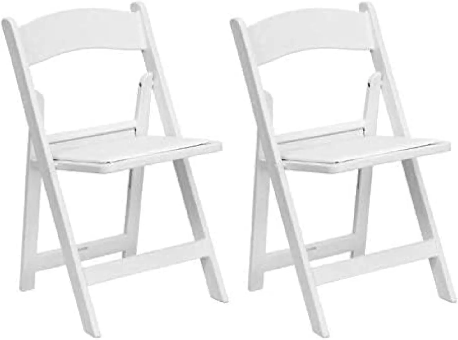 TentandTable White Resin Folding Chairs - Set of 2 Lightweight Stackable Chairs with Padded Seats - Durable 1000LB Capacity - Comfortable Indoor/Outdoor Event Chairs for Weddings, Parties, and More