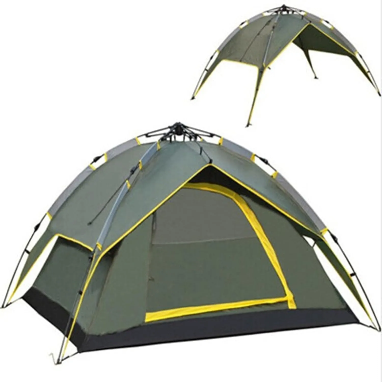 Tents 3-4 Person Hydraulic Automatic Camping Tent Double Layer Instant Setup Outdoor Family Tent Portable Backpacking Tent for Hiking, Army Green