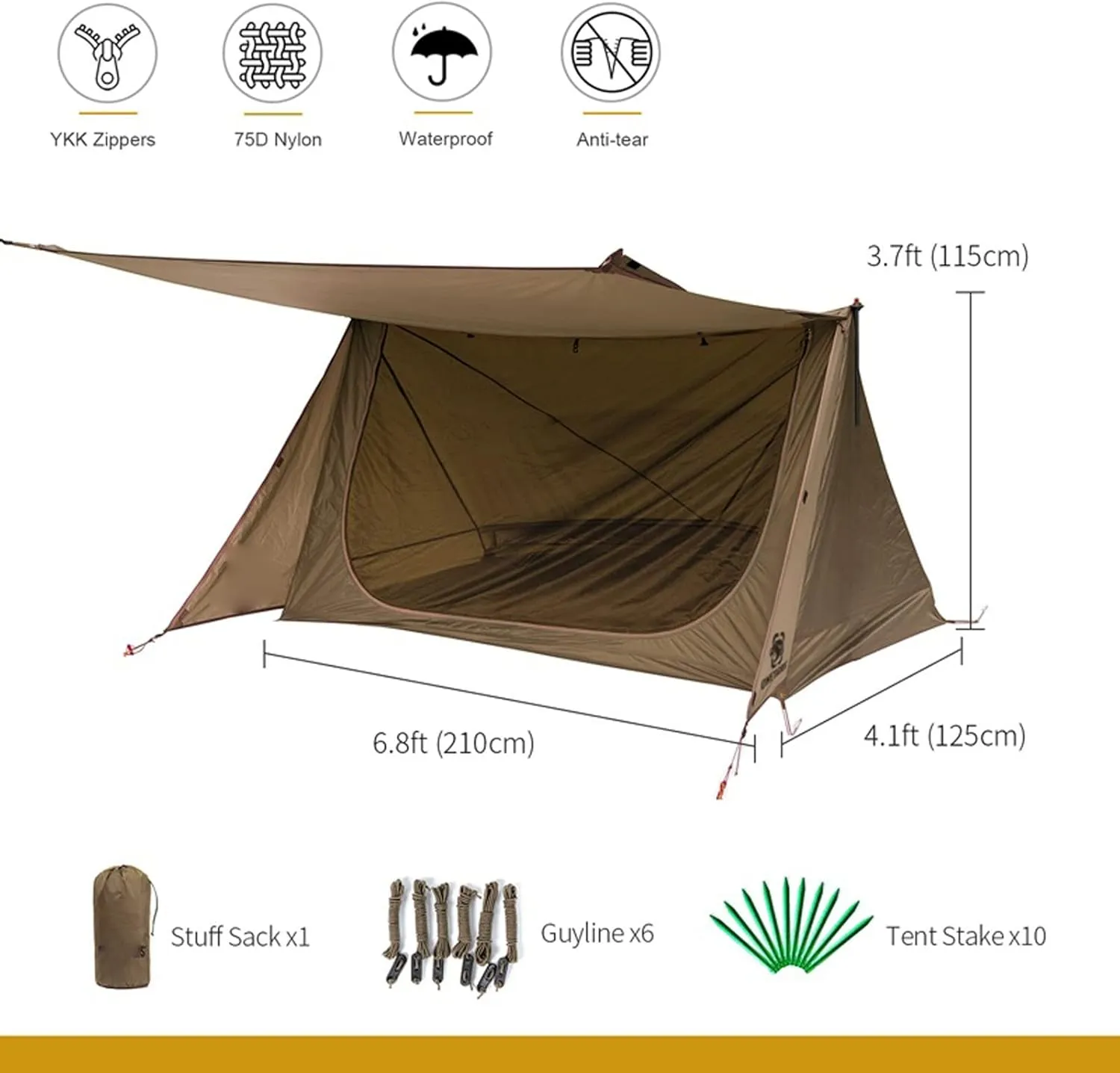 Tents 3 Season Tent Ultralight Shelter Style Tent for Bushcrafters Survivalists Camping Hiking