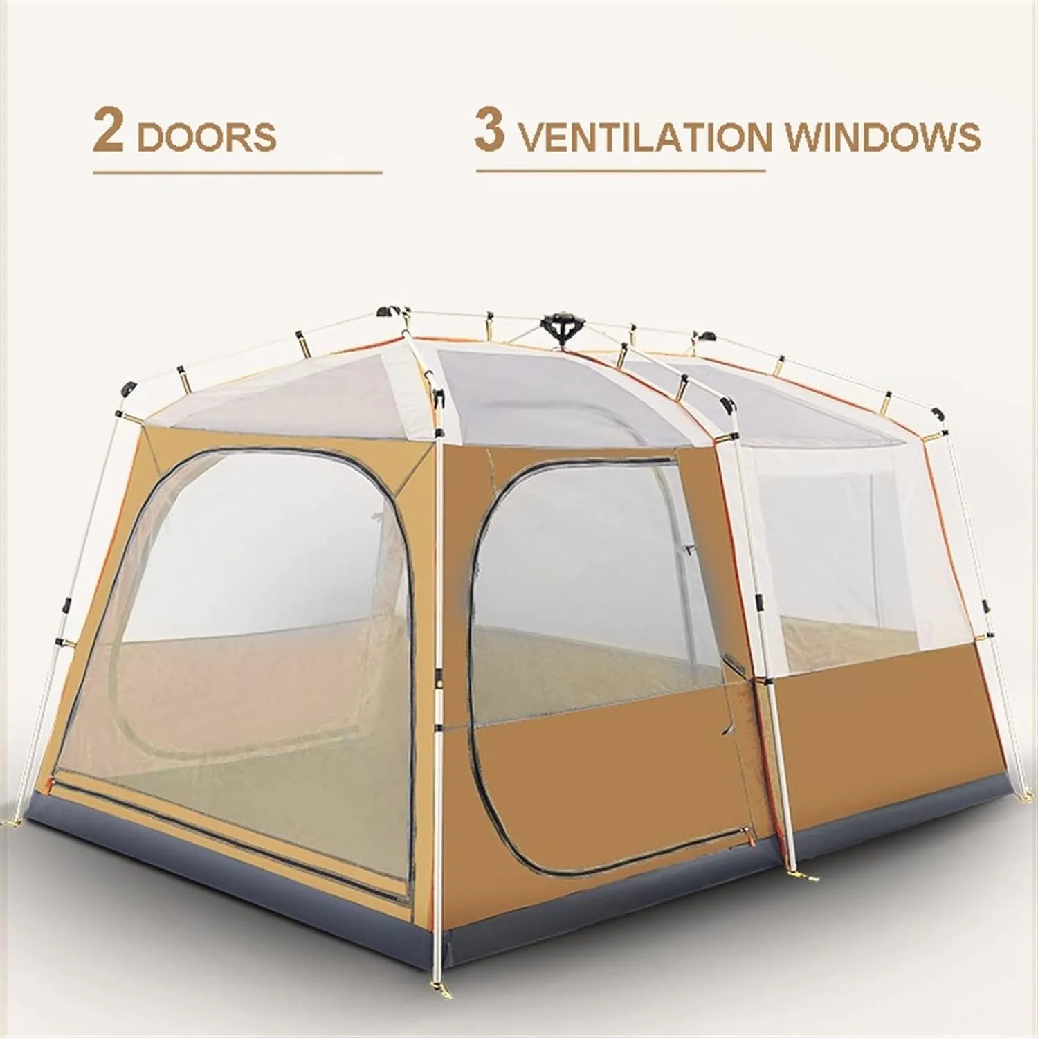 Tents 435 * 285 * 195CM Large Camping Tent Outdoor Outdoor House Two Room and One Living Big Space for 4-8 Person Rainroof Automatic Tent (Dark Green One Size)