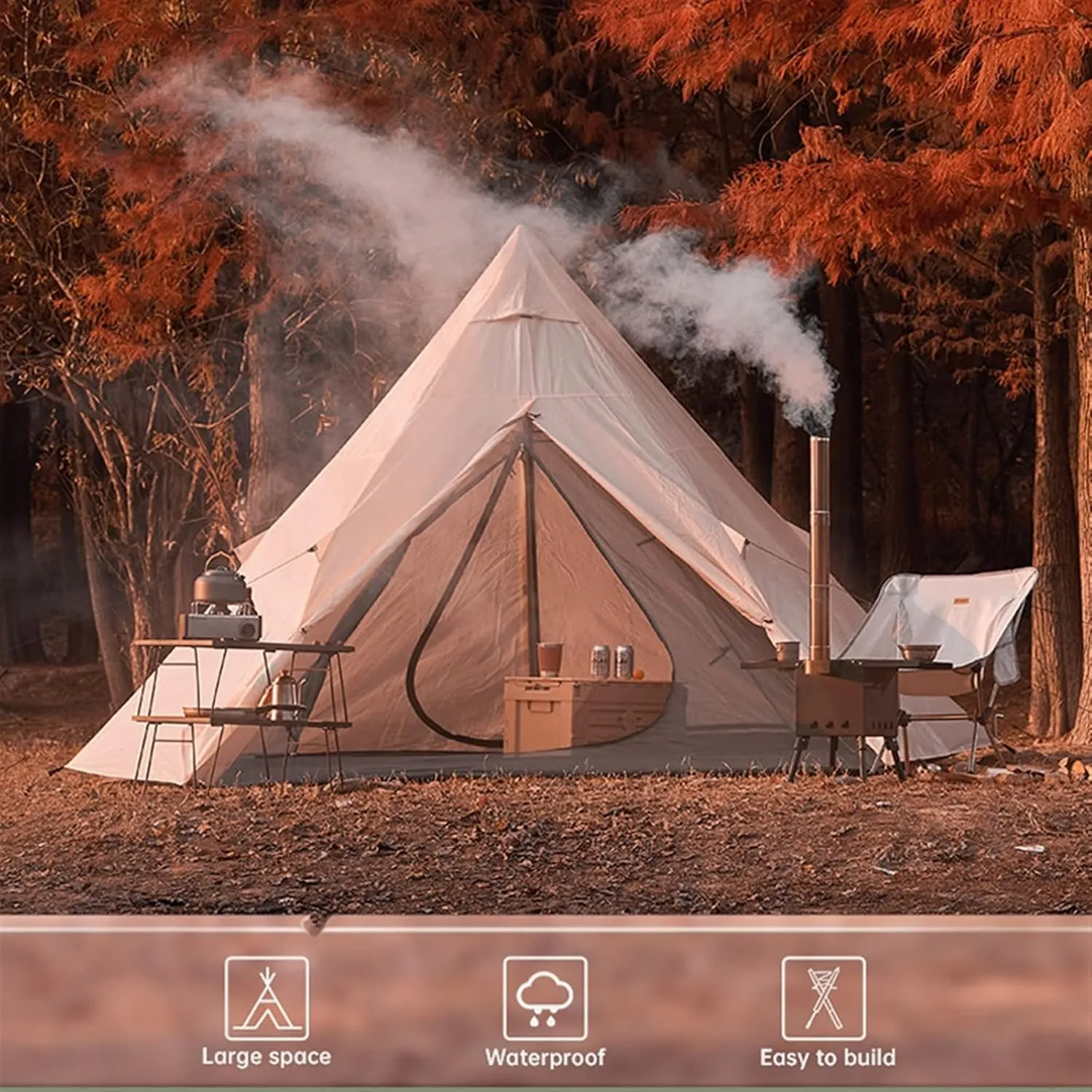 Tents Outdoor Pyramid Tent 3-4 Person Family Camping Picnic Backpacking Hiking Double Tents Travel Equipment 340 * 290cm
