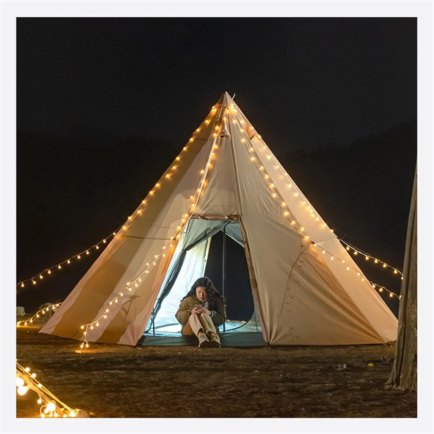 Tents Outdoor Pyramid Tent 3-4 Person Family Camping Picnic Backpacking Hiking Double Tents Travel Equipment 340 * 290cm