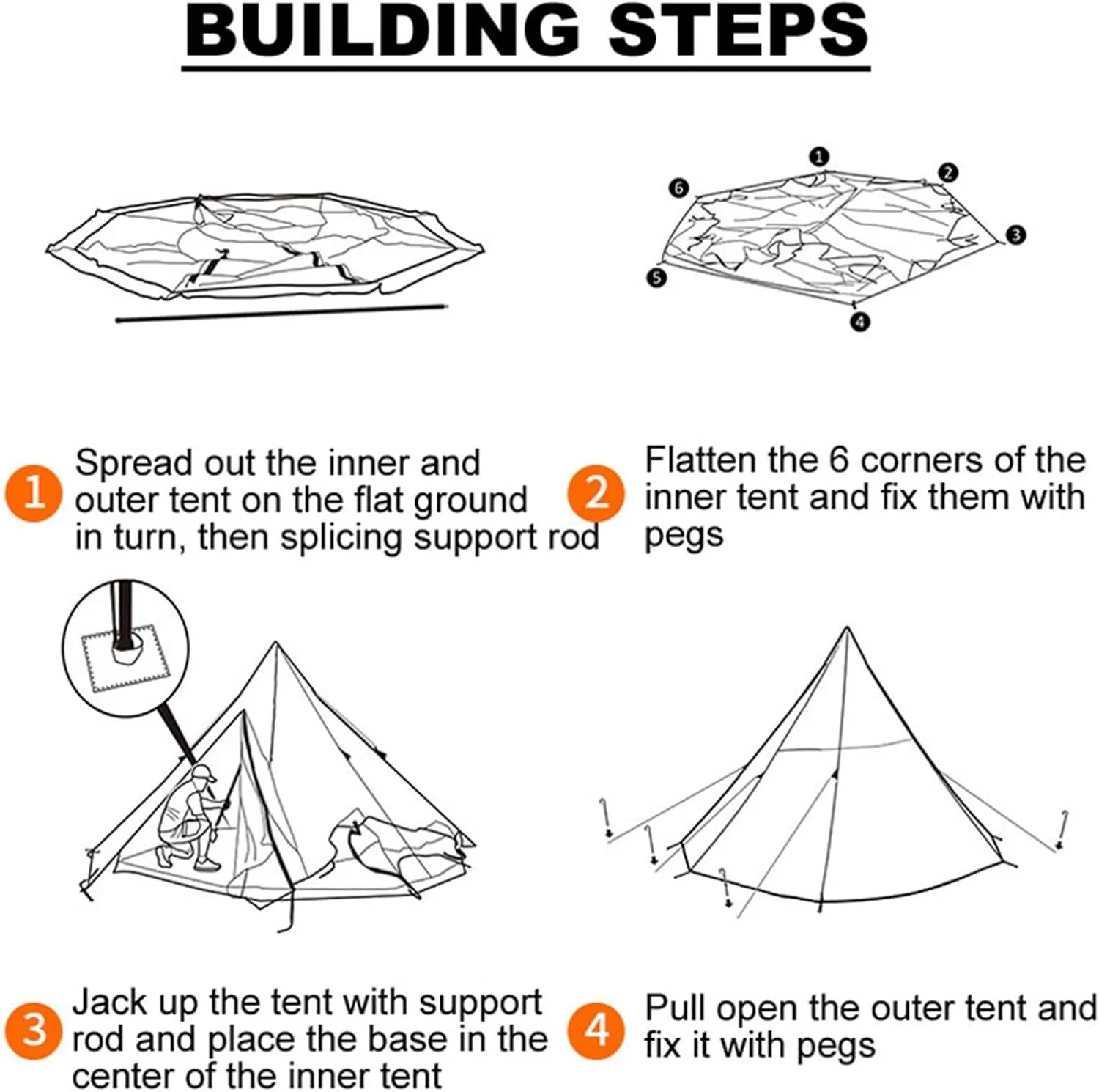 Tents Outdoor Pyramid Tent 3-4 Person Family Camping Picnic Backpacking Hiking Double Tents Travel Equipment 340 * 290cm