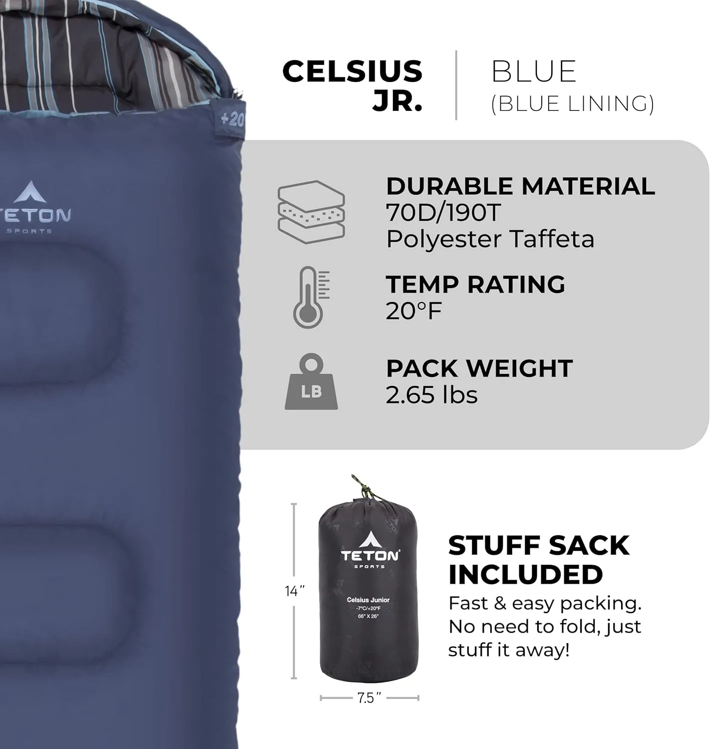 Teton Junior, 20 Degree and 0 Degree Sleeping Bags. Finally, Sleeping Bag for Boys, Girls, All Kids, Warm and Comfortable, for All Camping Weather and Built to Last