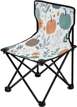 Thanksgiving Cartoon Pumpkin Portable Outdoor Folding Chair Anti-Slip Padded Oxford Cloth Stool Camping Chair Small for Beach Hiking Fishing Gardening Quad Camp Chair