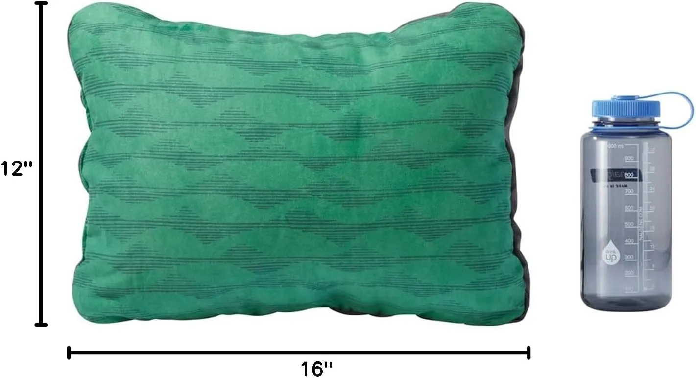 Therm-a-Rest Compressible Pillow Cinch for Camping, Backpacking, Airplanes and Road Trips, Small - 12 x 16 Inch, Green Mountains Print