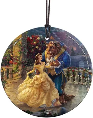Thomas Kinkade Disney Dancing in The Moonlight Beauty and The Beast 3.5” Starfire Prints Hanging Glass Print Accessory