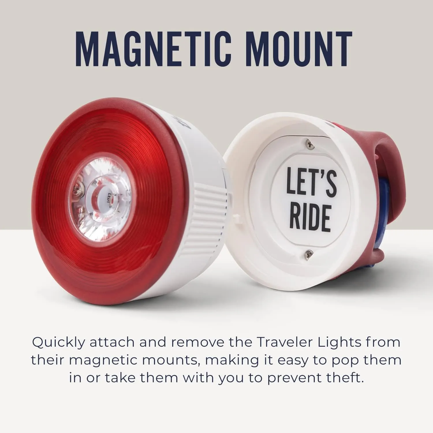 Thousand Traveler Magnetic Bike Light - High Lumen Rechageable LED Bicycle & E-Bike Light - Night Riding Safety Accessory - Solid & Flashing Mode Settings - Headlight, Tail Light, and Sets