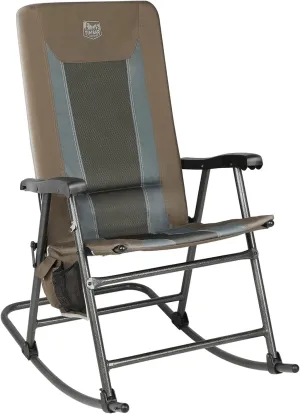 TIMBER RIDGE Foldable Padded Rocking Chair for Outdoor, High Back and Heavy Duty, Portable for Camping, Patio, Lawn, Garden, Yard or Balcony, Supports 300lbs (Brown)