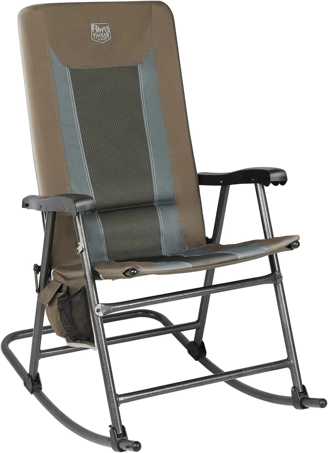 TIMBER RIDGE Foldable Padded Rocking Chair for Outdoor, High Back and Heavy Duty, Portable for Camping, Patio, Lawn, Garden, Yard or Balcony, Supports 300lbs (Brown)