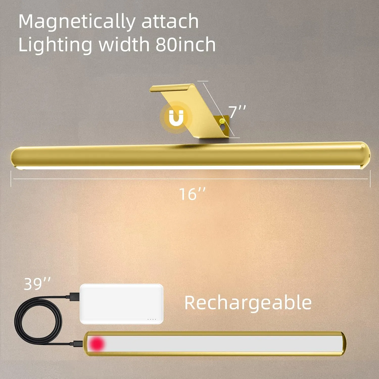 TINTINDOC Battery Operated Picture Light Painting Light with Remote, 16'' Wall Art Gallery Display Light,Full Metal Dimmable 300LM Wall Light for Picture Painting Dartboard Gallery Art