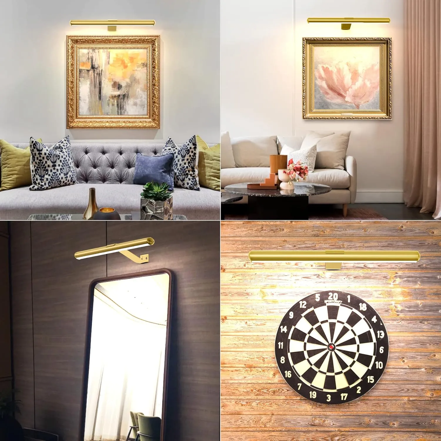 TINTINDOC Battery Operated Picture Light Painting Light with Remote, 16'' Wall Art Gallery Display Light,Full Metal Dimmable 300LM Wall Light for Picture Painting Dartboard Gallery Art
