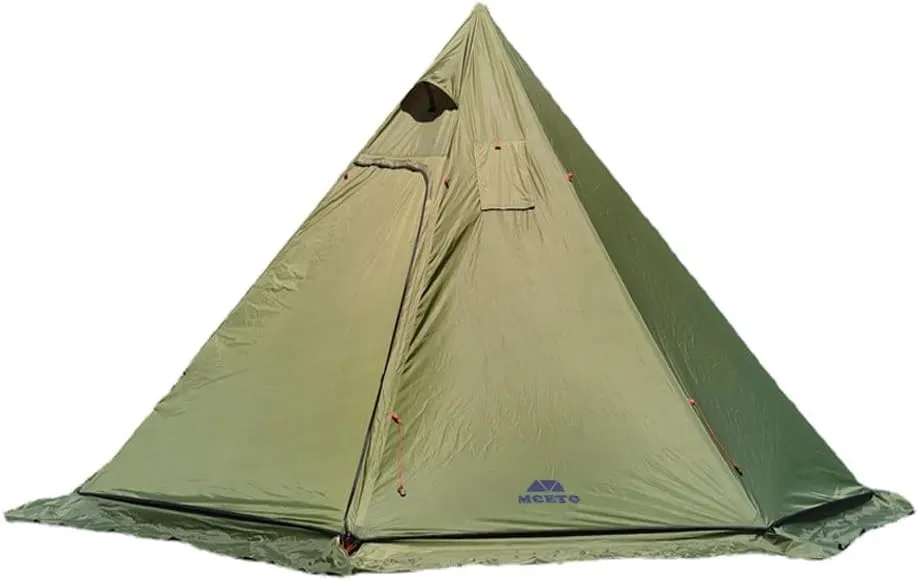 Tipi Hot Tent with Fire Retardant Stove Jack for Flue Pipes, 3~4 Person, Lightweight, Teepee Tents with Snow Skirt for Family Team Outdoor Backpacking Camping Hiking