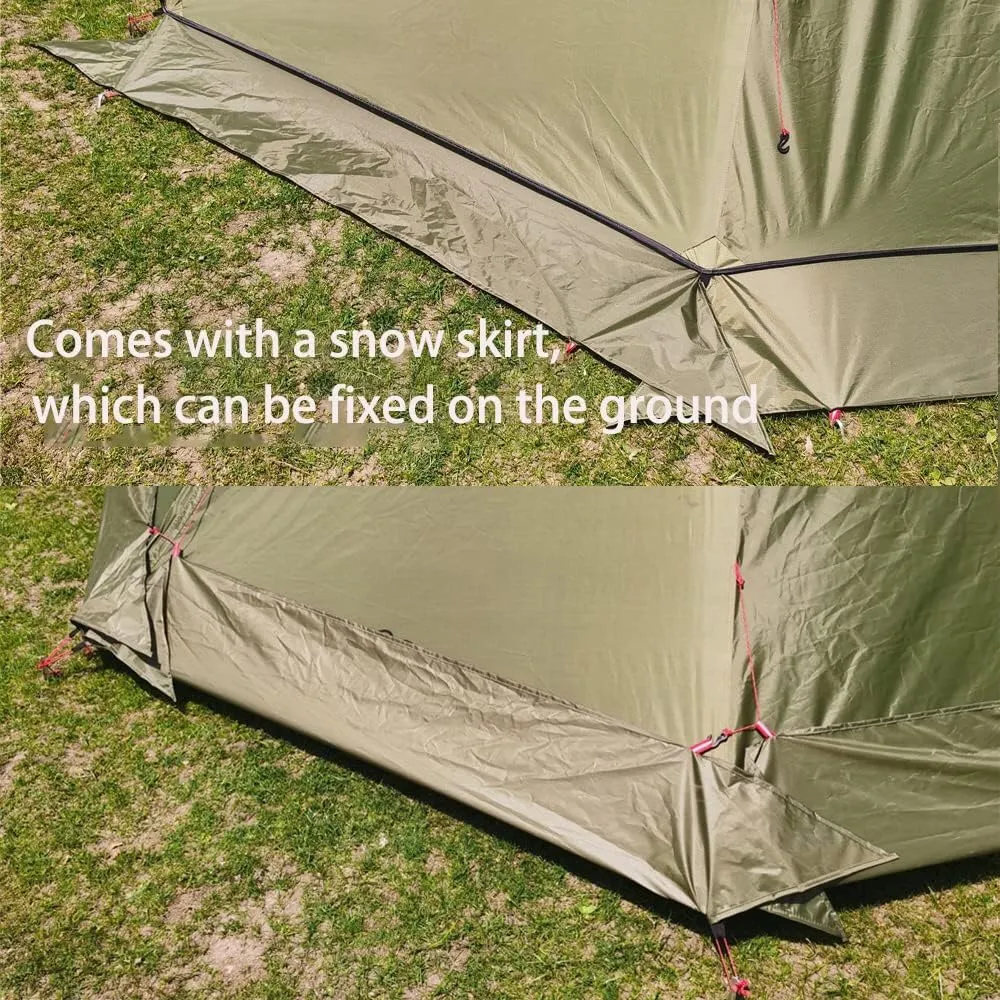 Tipi Hot Tent with Fire Retardant Stove Jack for Flue Pipes, 3~4 Person, Lightweight, Teepee Tents with Snow Skirt for Family Team Outdoor Backpacking Camping Hiking