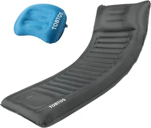 TOBTOS Thick 6 Inch Ultralight Sleeping Pad with Built-in Pump, Ultralight Backpacking Pillow, Ergonomic Support for Neck & Lumbar (Blue)