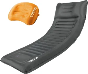 TOBTOS Thick 6 Inch Ultralight Sleeping Pad with Built-in Pump, Ultralight Backpacking Pillow, Ergonomic Support for Neck & Lumbar (Orange)