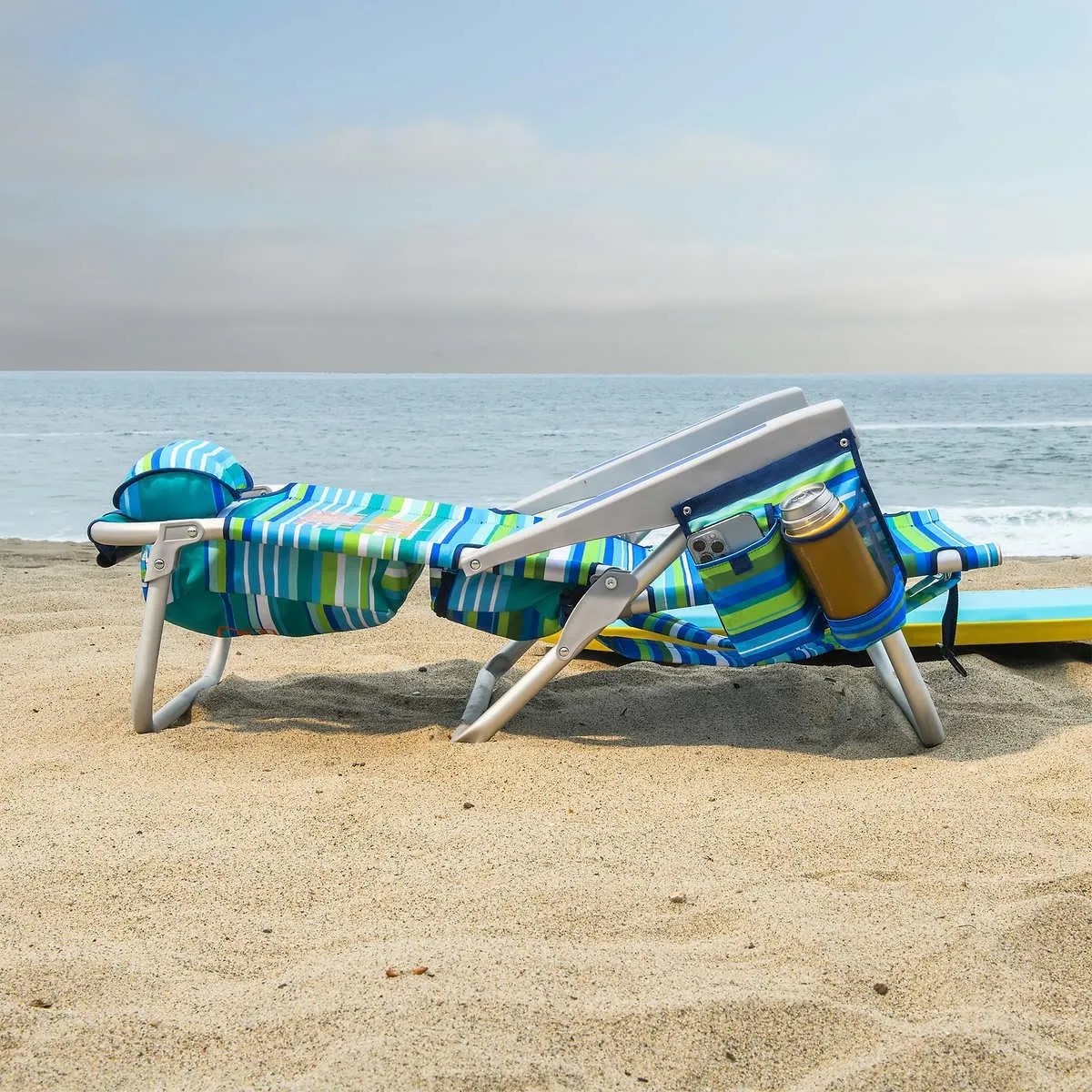 Tommy Bahama 2 Pack Backpack Beach Chair 5 Position Chair, Including Lay Flat (Green Stripes)