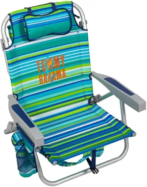 Tommy Bahama 2 Pack Backpack Beach Chair 5 Position Chair, Including Lay Flat (Green Stripes)