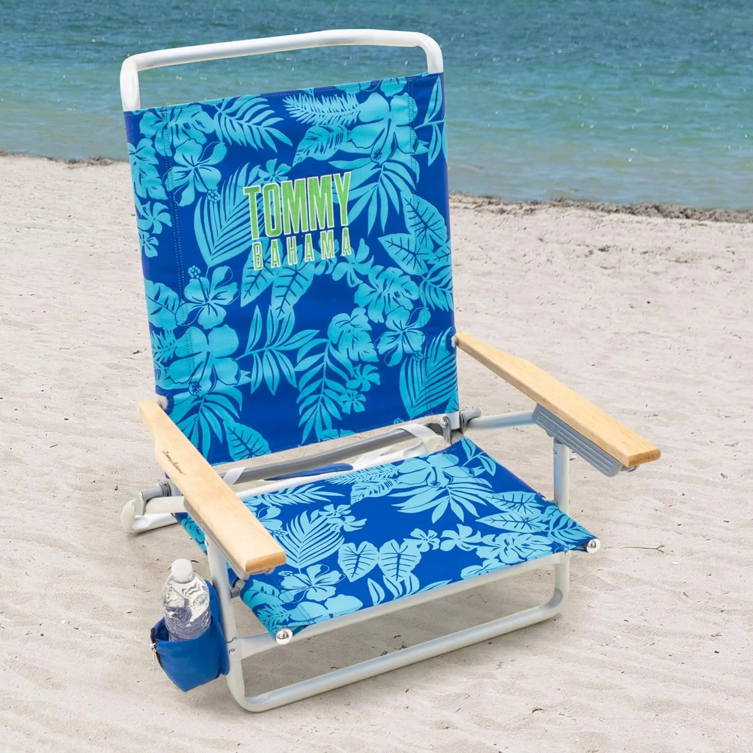 Tommy Bahama 5-Position Lay Flat Cup Holder and Towel Bar Beach Chair