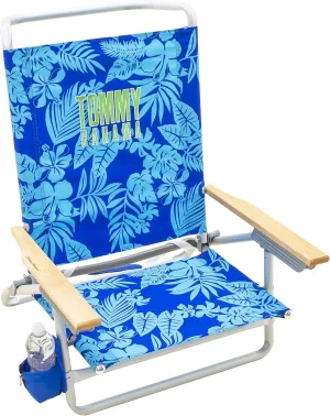 Tommy Bahama 5-Position Lay Flat Cup Holder and Towel Bar Beach Chair