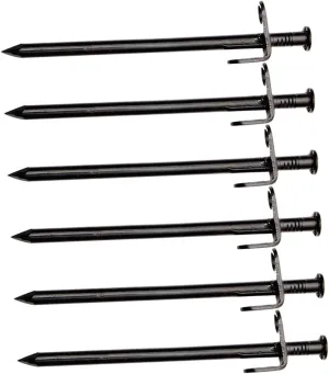 Totority 6pcs Metal Tent Stakes Heavy Duty Camping Ground Pegs Canopy Stakes Outdoor Ground Metal Pegs