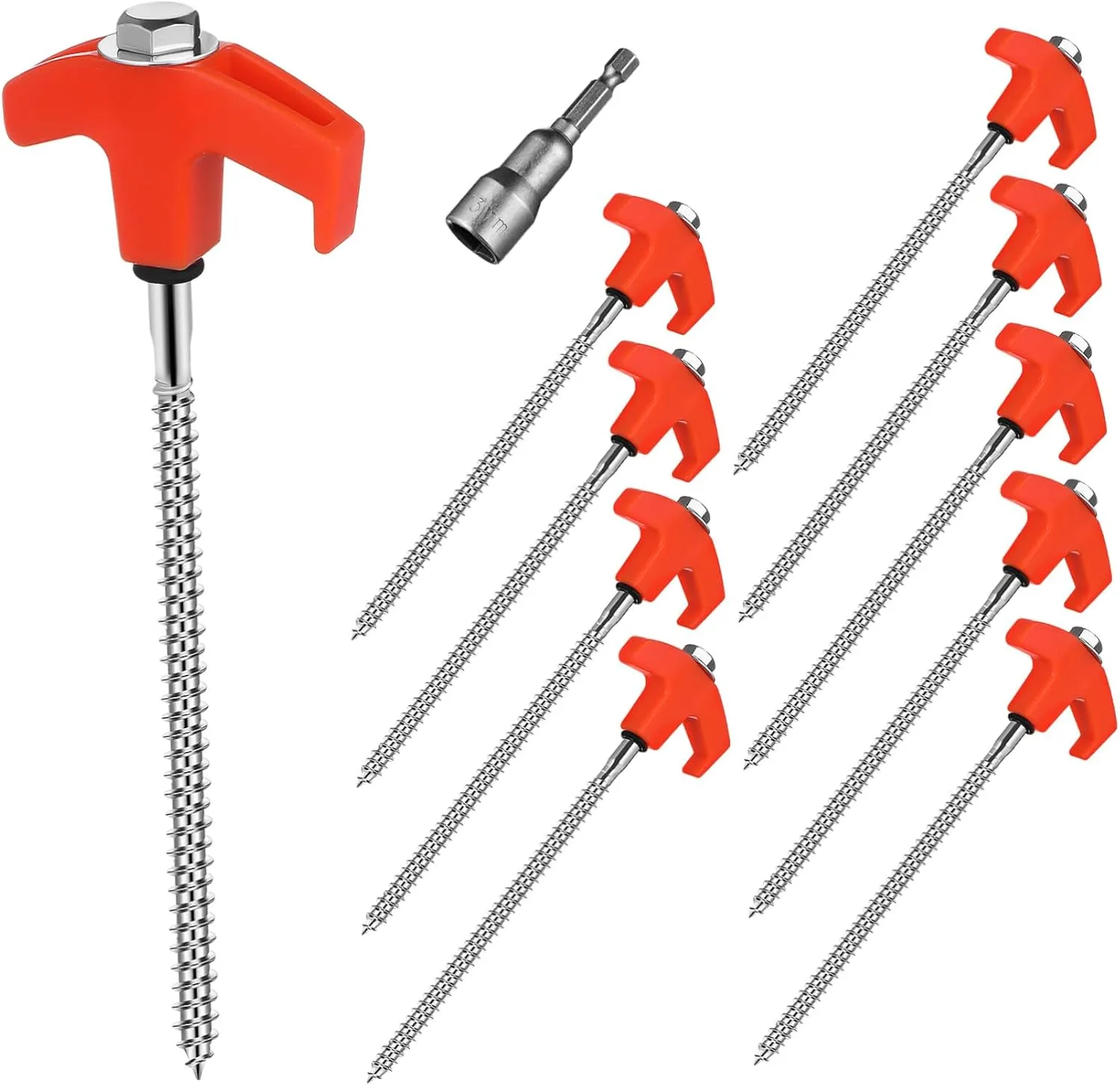 TOYANDONA 10 Pcs Screw in Tent Pegs Heavy Duty Metal Tent Stakes with Spiral Design Compatible Installation Durable and Lightweight Camping Accessories