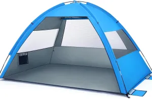 Toyvian Large Pop Up Beach Tent, Beach Shade Tent Sun Shelter Portable Lightweight for Hiking Camping Vacation (Dark Blue)