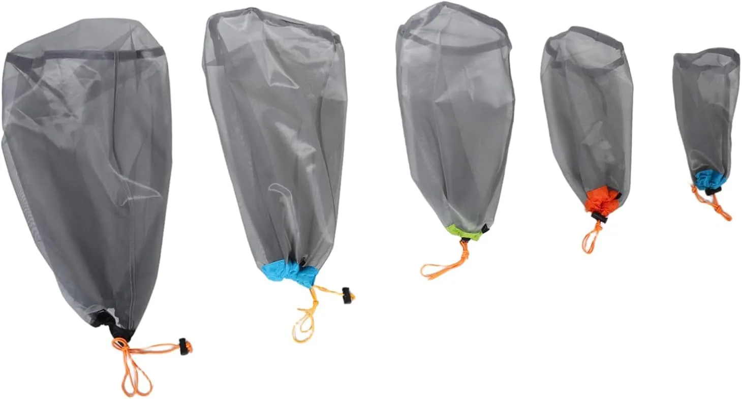 Toyvian Sleeping Bag Storage Sack Mesh Liner Compact Compression Bag for Travel Backpacking Camping Drawstring Closure Polyester Small to Large