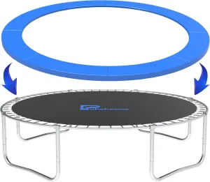 Trampoline Pad, 10ft 12ft 14ft Trampoline Replacement Safety Pad, Waterproof and Tear-Resistant Safety Spring Cover Round Frame Pad, No Hole for Pole, Trampoline Pad Replacement