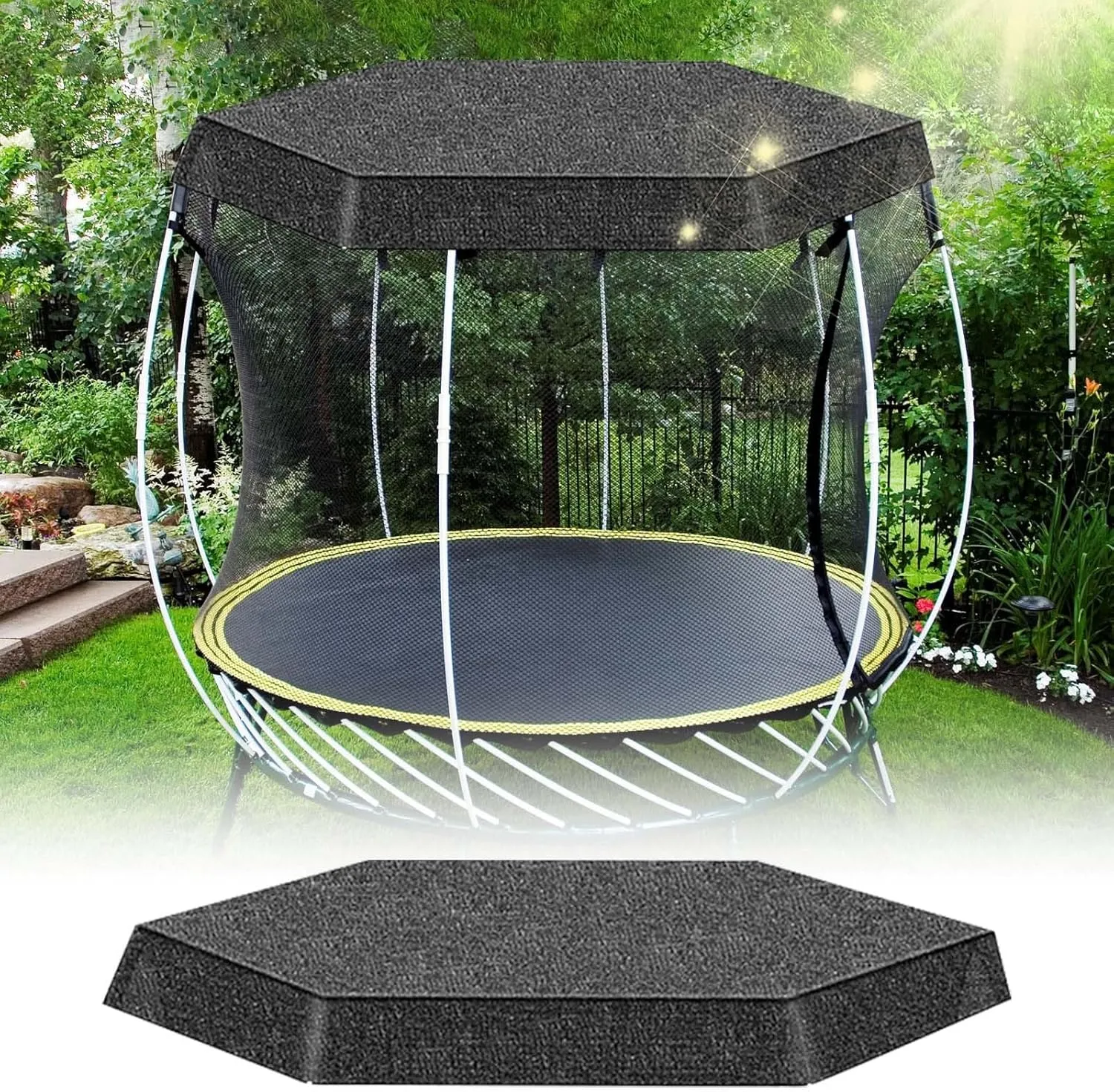 Trampoline Shade Cover 6 and 8 Feet, Sun-Protection Trampolines Canopy, Tear and Weather Trampoline Protective Waterproof Cover, UV Trampolines Sunshade Accessories.