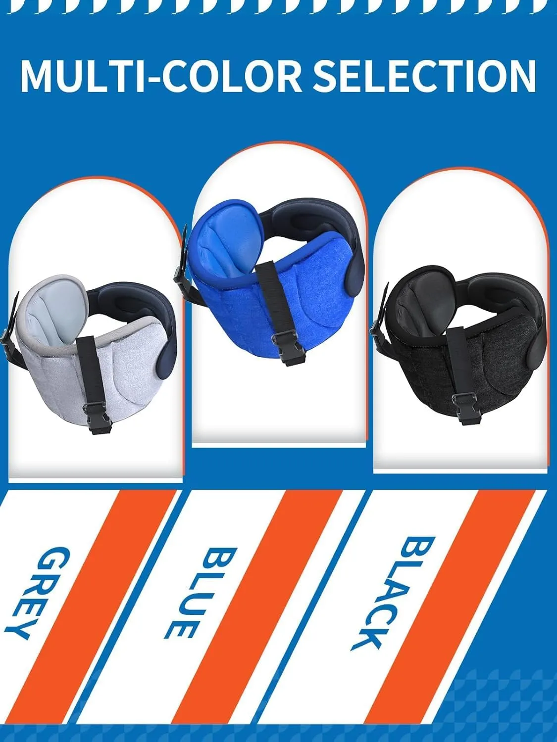 Travel Pillows for Airplanes, Airplane Pillow for Long Flight, Airplane Head Strap with Sleep Eye Mask, 360° Headrest for Car Trip, Stop Bobblehead, FSA HSA Eligible Approved, Mottled Blue