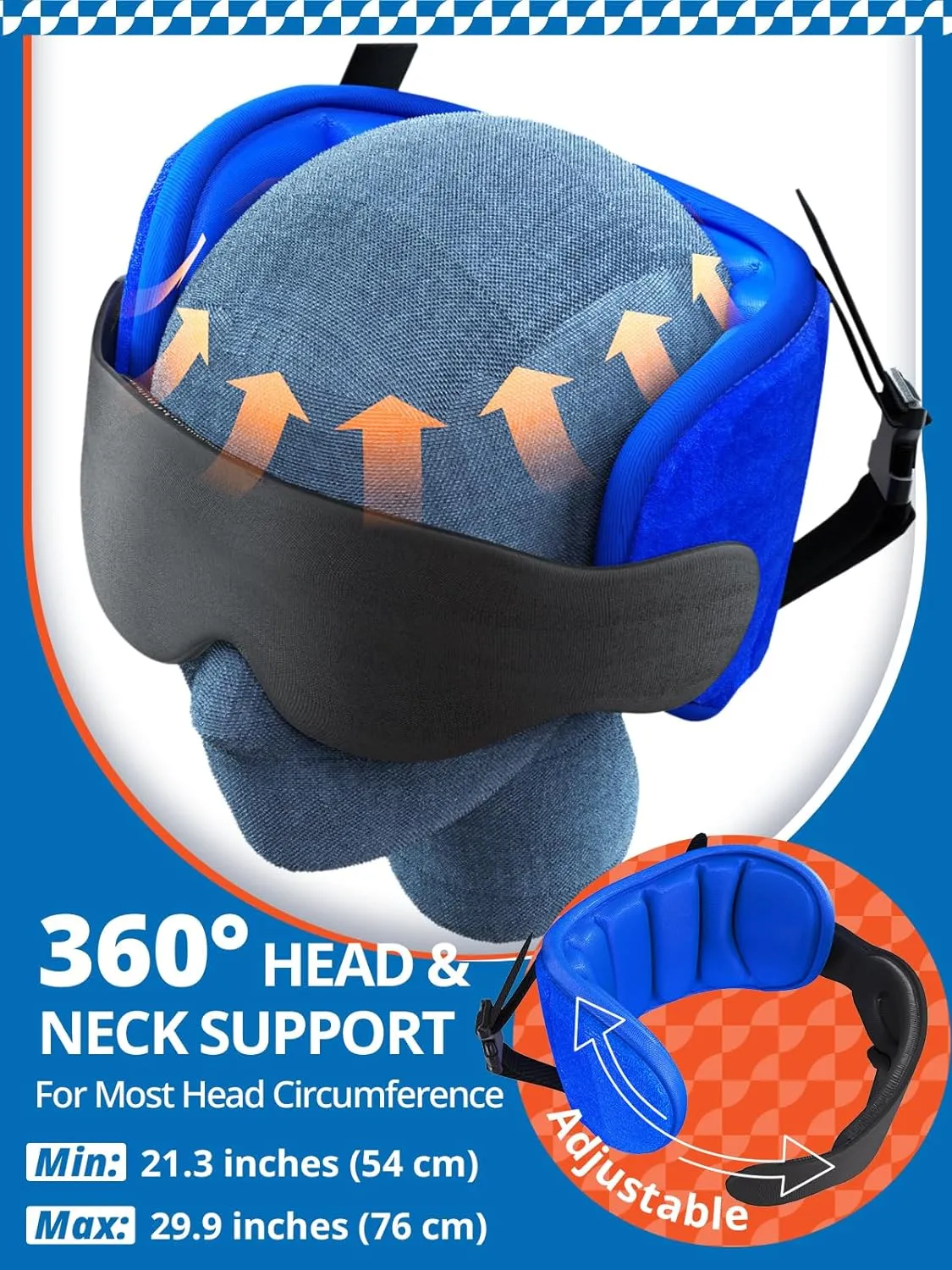 Travel Pillows for Airplanes, Airplane Pillow with Purple Sleep Eye Mask, 360° Neck Support Headrest, Portable Airplane Travel Essentials, Adjustable Airplane Head Strap, FSA HSA Eligible