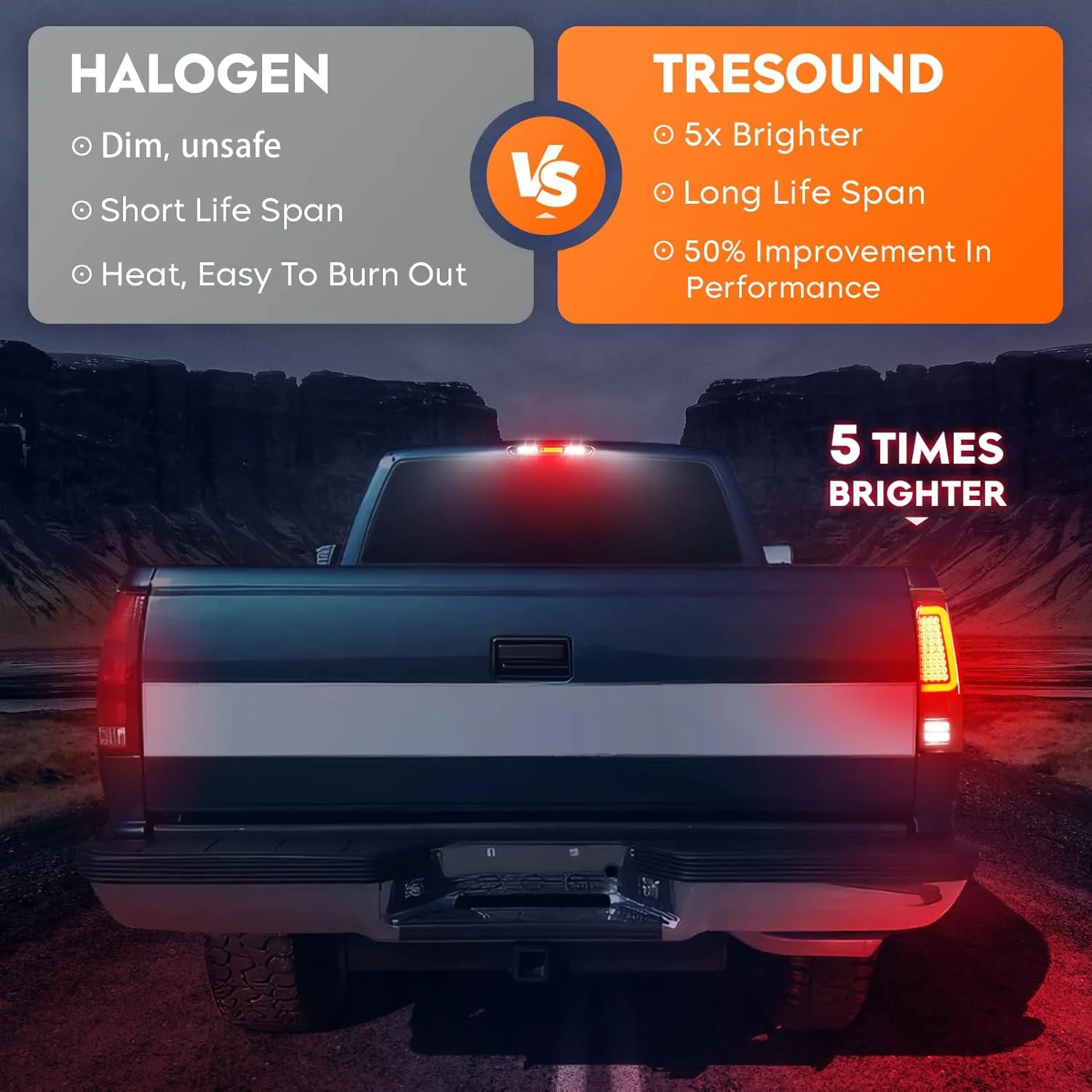 Tresound LED Tail Light   3rd Third Brake Cargo Lamp for GMC Sierra 1500 2007-2013, 2500 3500 2007-2014, High Mount Stop Light Rear Taillight Assembly, 25958485, GM2800208, GM2801208, 25958484