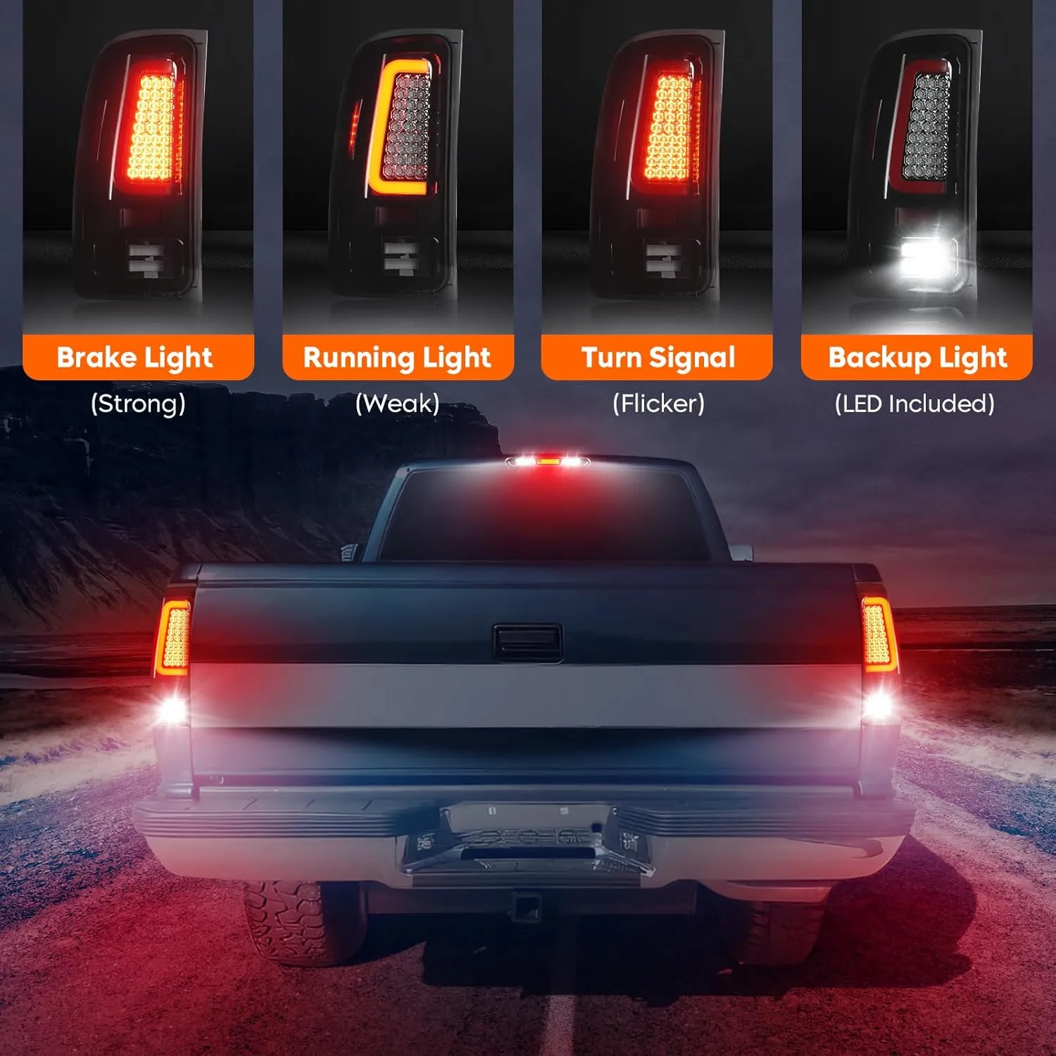 Tresound LED Tail Light   3rd Third Brake Cargo Lamp for GMC Sierra 1500 2007-2013, 2500 3500 2007-2014, High Mount Stop Light Rear Taillight Assembly, 25958485, GM2800208, GM2801208, 25958484