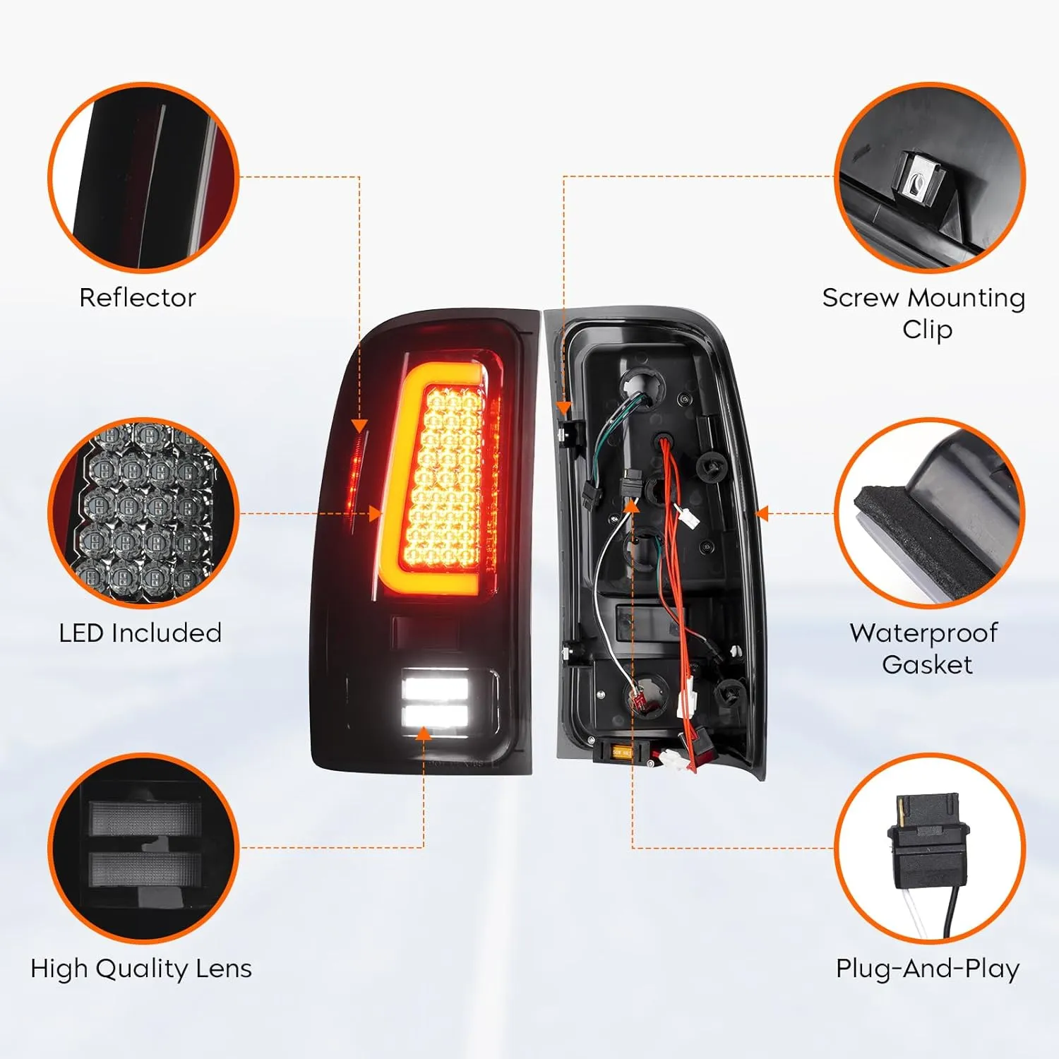 Tresound LED Tail Light   3rd Third Brake Cargo Lamp for GMC Sierra 1500 2007-2013, 2500 3500 2007-2014, High Mount Stop Light Rear Taillight Assembly, 25958485, GM2800208, GM2801208, 25958484