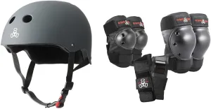 Triple Eight Skate Helmet and Pad Set for Skateboarding, BMX, and Roller Skating - The Certified Sweatsaver Helmet, Kneesavers, Elbowsavers, and Wristsavers