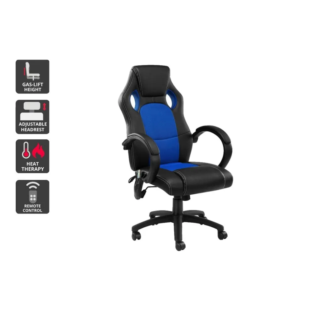 Trooper PU Leather Office Computer Work Task Gaming Massage Chair - Blue