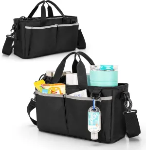 Trunab Water Bottle Carrier with Drawstring Buckle, 32/40 oz Cup Holder Bag with Detachable Divider, 3 Cup Carrier with Adjustable Shoulder Strap