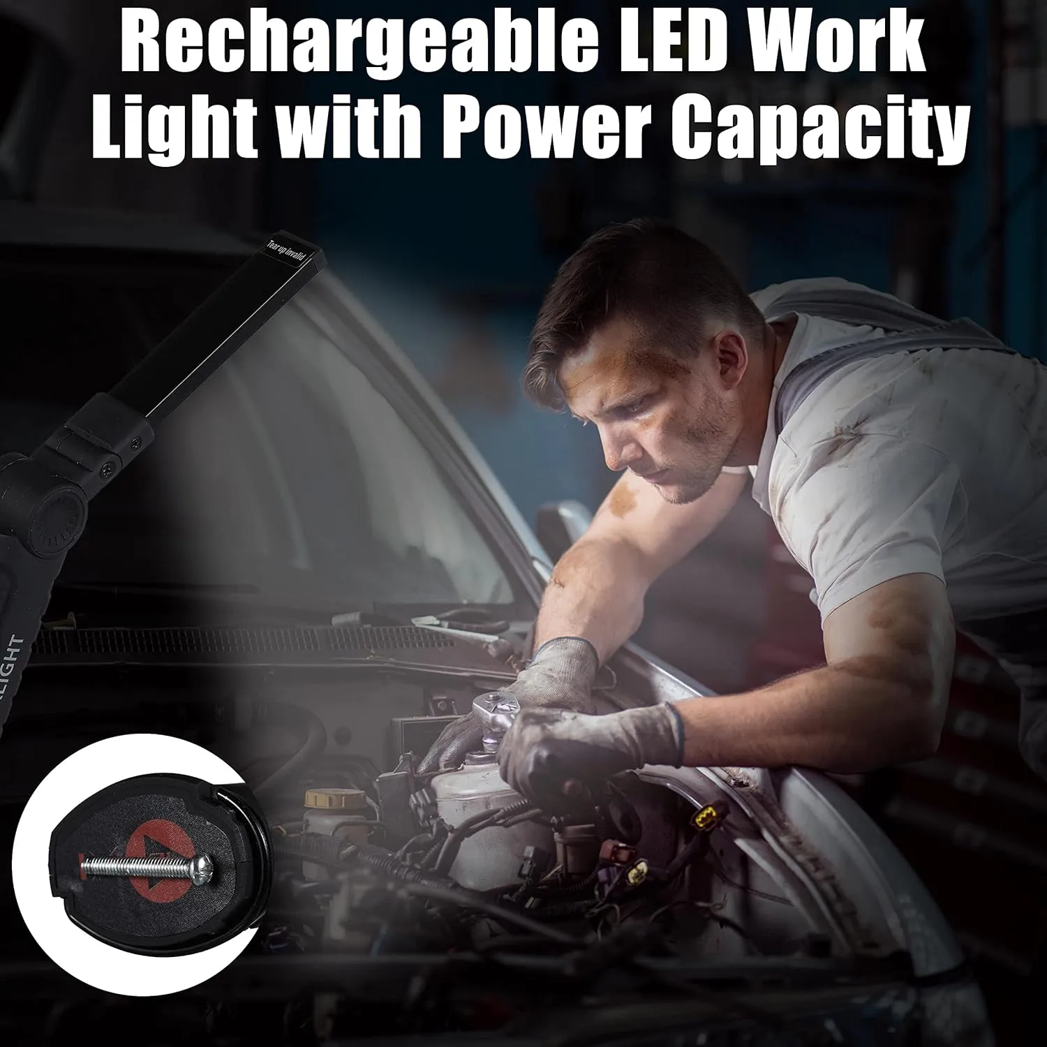 Tuanse 6 Pcs Fathers Day Tool Gifts Rechargeable LED Work Light with Magnetic Base and 360° Rotate Magnetic Flashlights for Mechanics Car Repair Home Garage Camping Gifts for Men Dad (Large)