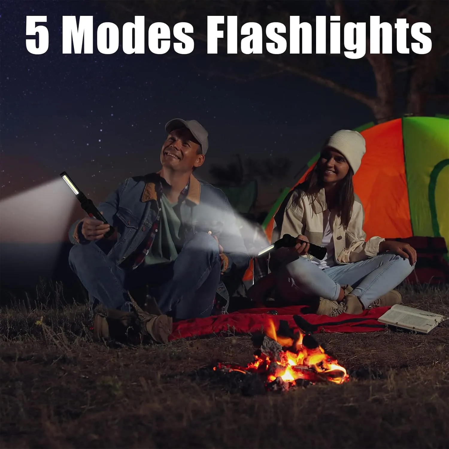 Tuanse 6 Pcs Fathers Day Tool Gifts Rechargeable LED Work Light with Magnetic Base and 360° Rotate Magnetic Flashlights for Mechanics Car Repair Home Garage Camping Gifts for Men Dad (Large)