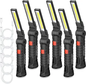 Tuanse 6 Pcs Fathers Day Tool Gifts Rechargeable LED Work Light with Magnetic Base and 360° Rotate Magnetic Flashlights for Mechanics Car Repair Home Garage Camping Gifts for Men Dad (Large)