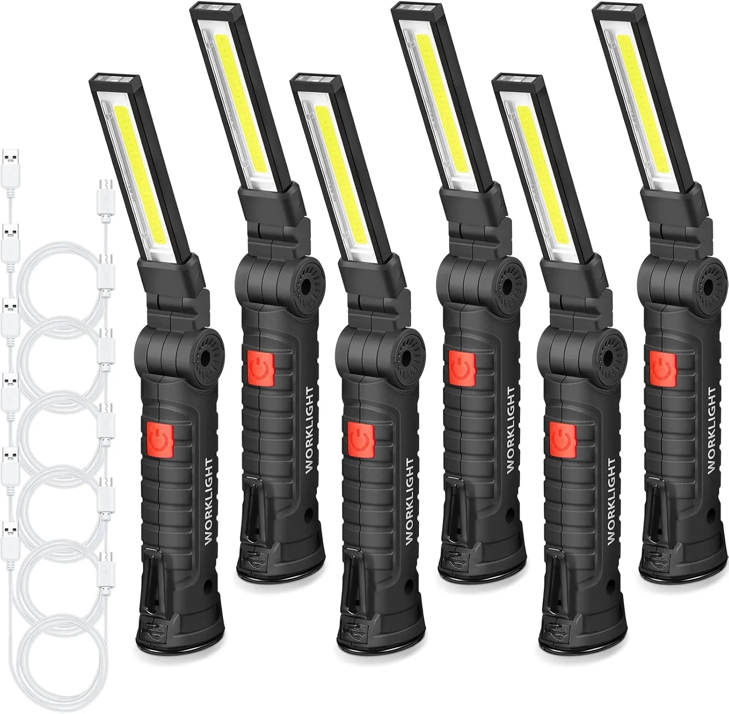 Tuanse 6 Pcs Fathers Day Tool Gifts Rechargeable LED Work Light with Magnetic Base and 360° Rotate Magnetic Flashlights for Mechanics Car Repair Home Garage Camping Gifts for Men Dad (Large)