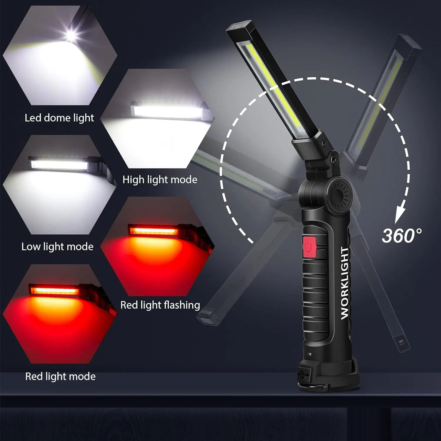 Tuanse 6 Pcs Fathers Day Tool Gifts Rechargeable LED Work Light with Magnetic Base and 360° Rotate Magnetic Flashlights for Mechanics Car Repair Home Garage Camping Gifts for Men Dad (Large)